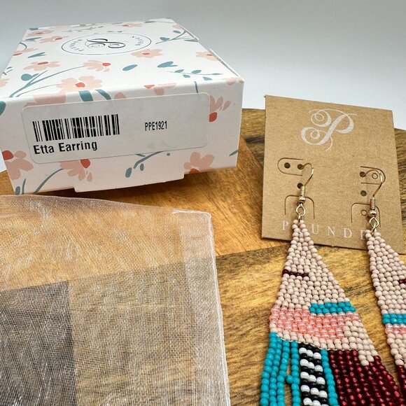 Plunder Design Etta Beaded Fringe Earrings - Boho Chic In Red Blue & Pink - Picture 5 of 5